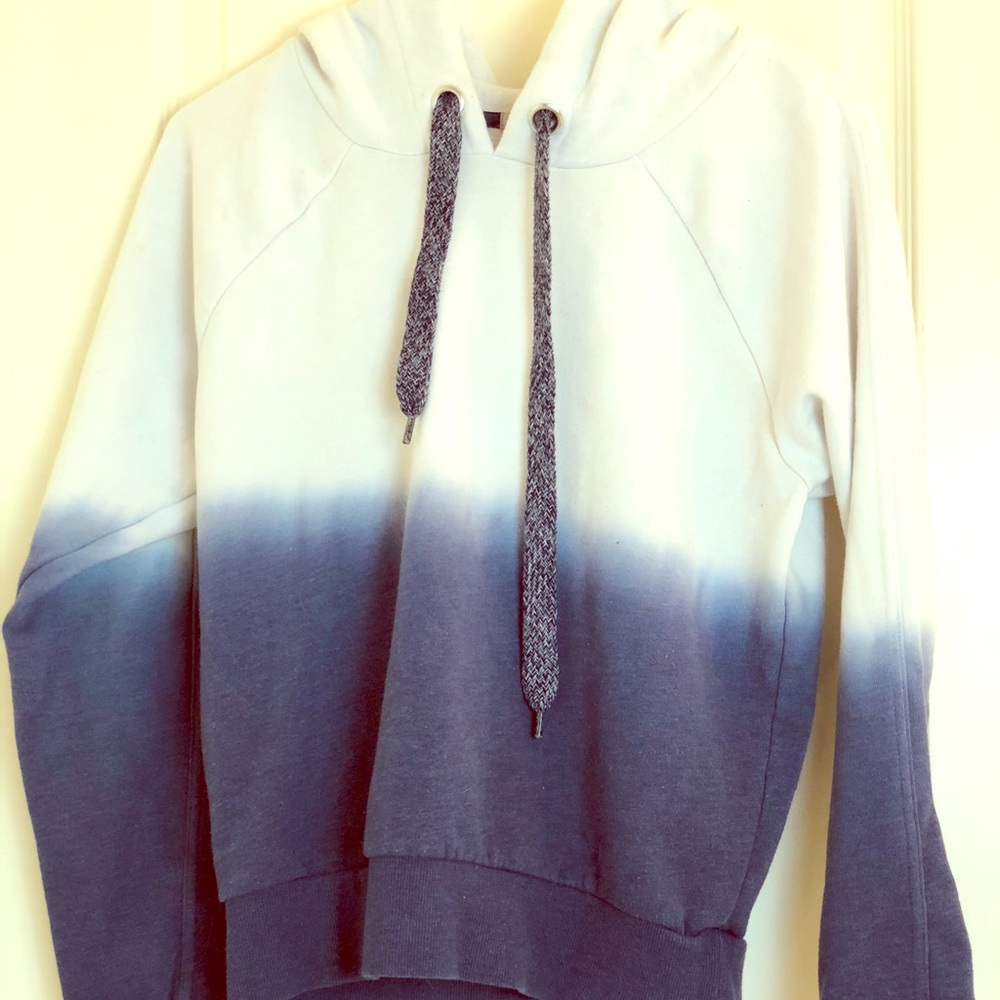 White and Blue Long Sleeved Hoodie